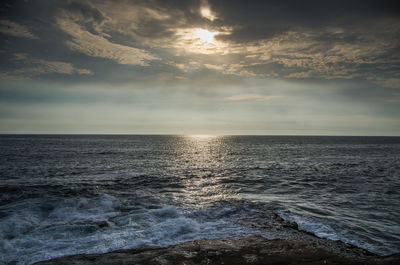 Scenic view of sea against sky during sunset