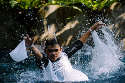 Woman enjoying in water