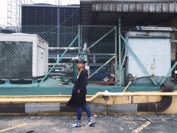 Woman standing in city