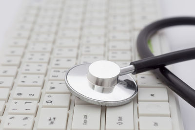 Close-up of computer keyboard on table