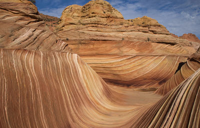 Panoramic view of rock formations the wave