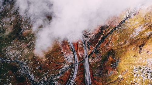Aerial view of mountain road