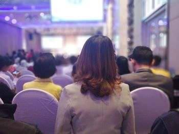 Rear view of people looking at music concert