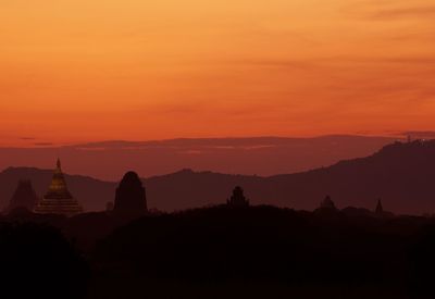 Silhouette of temple during sunset