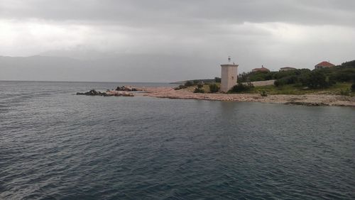 Scenic view of sea against cloudy sky