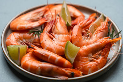 Close-up of seafood in bowl on table