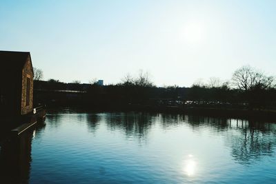 Reflection of built structure in river