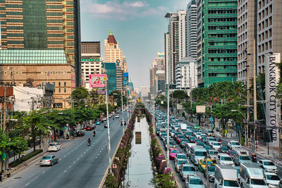 High angle view of city street