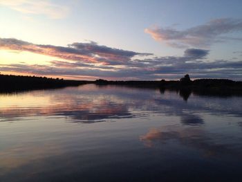 Scenic view of lake at sunset