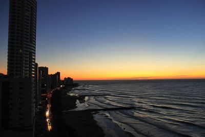 Scenic view of sea at sunset