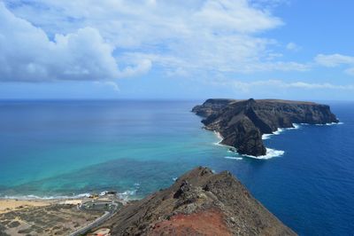 Scenic view of sea against cloudy sky