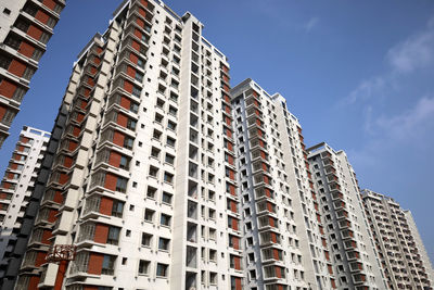 Low angle view of buildings against clear sky