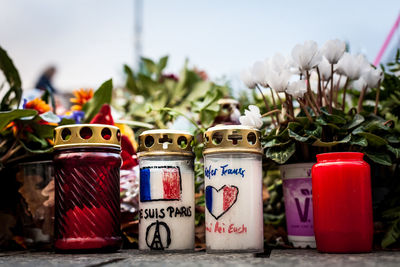 Close-up of objects on table