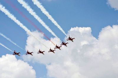 Low angle view of airplane flying in sky