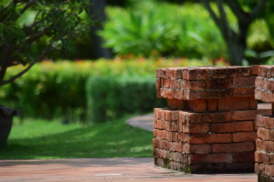 Stone wall in park