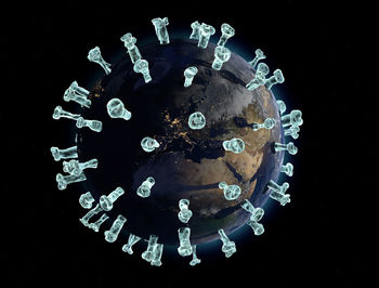 High angle view of electric lamp against black background