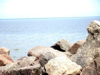 Scenic view of sea against clear sky