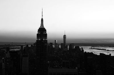 Modern cityscape with dominating art deco skyscraper