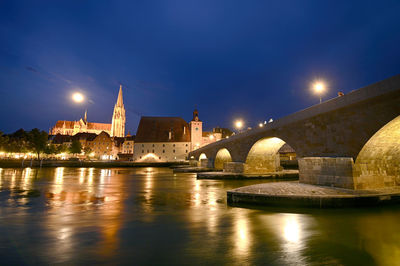 Bridge over river at night