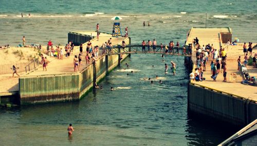 People enjoying at beach