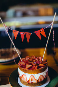 Close-up of cake on table