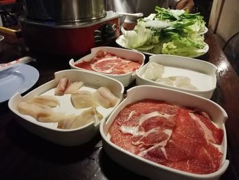 High angle view of food on table