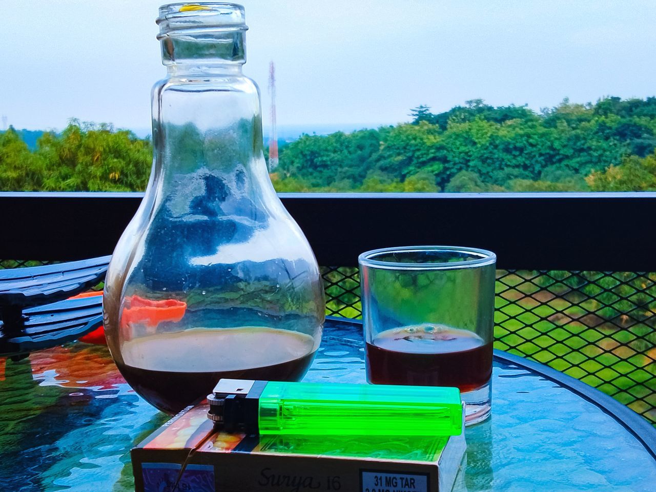 water, container, nature, bottle, refreshment, food and drink, drink, plant, glass, no people, green, table, day, drinking glass, sky, outdoors, tree, food, blue, soft drink, summer, transparent, household equipment, drinkware