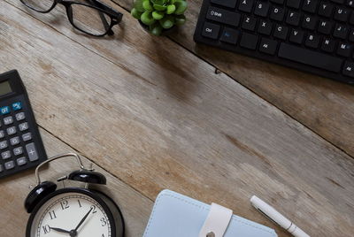 High angle view of laptop on table