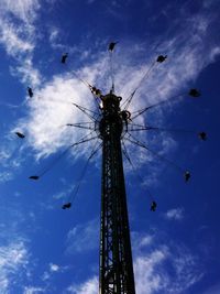 Low angle view of ferris wheel against cloudy sky