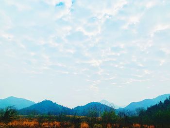 Scenic view of mountains against sky