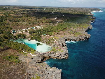 High angle view of sea shore