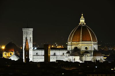 View of illuminated city at night