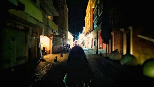 Narrow alley along buildings