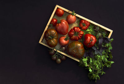 Directly above shot of tomatoes on table