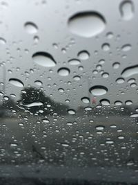 Close-up of water drops on glass