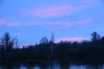 Scenic view of lake against sky at sunset