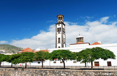 Low angle view of iglesia de la concepcion against blue sky