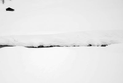 Frozen landscape against clear sky