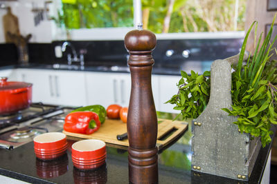 Close-up of vegetables at kitchen table