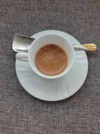 High angle view of coffee on table