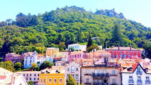 View of cityscape against clear sky