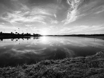 Scenic view of lake against sky