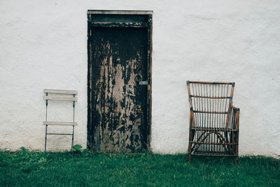 Closed door of old building