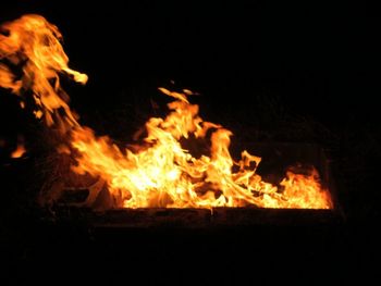 Close-up of bonfire at night