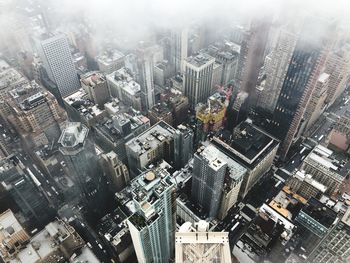 High angle view of modern buildings in city