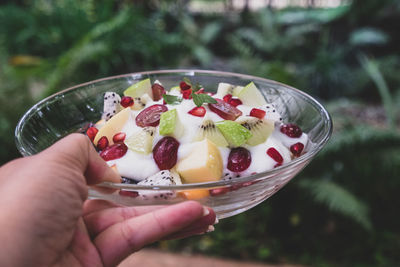 Midsection of person holding fruits