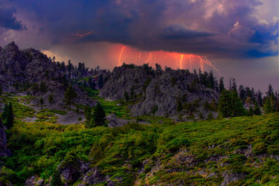 Scenic view of dramatic sky during sunset