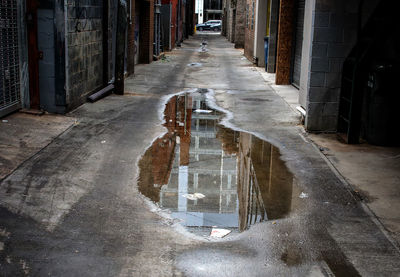 Empty road amidst buildings