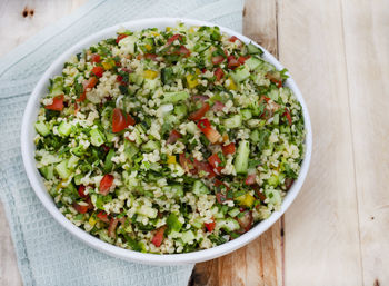 Traditional middle eastern tabbouleh salad made with bulgar wheat