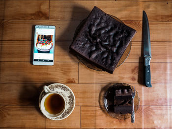 High angle view of laptop on table